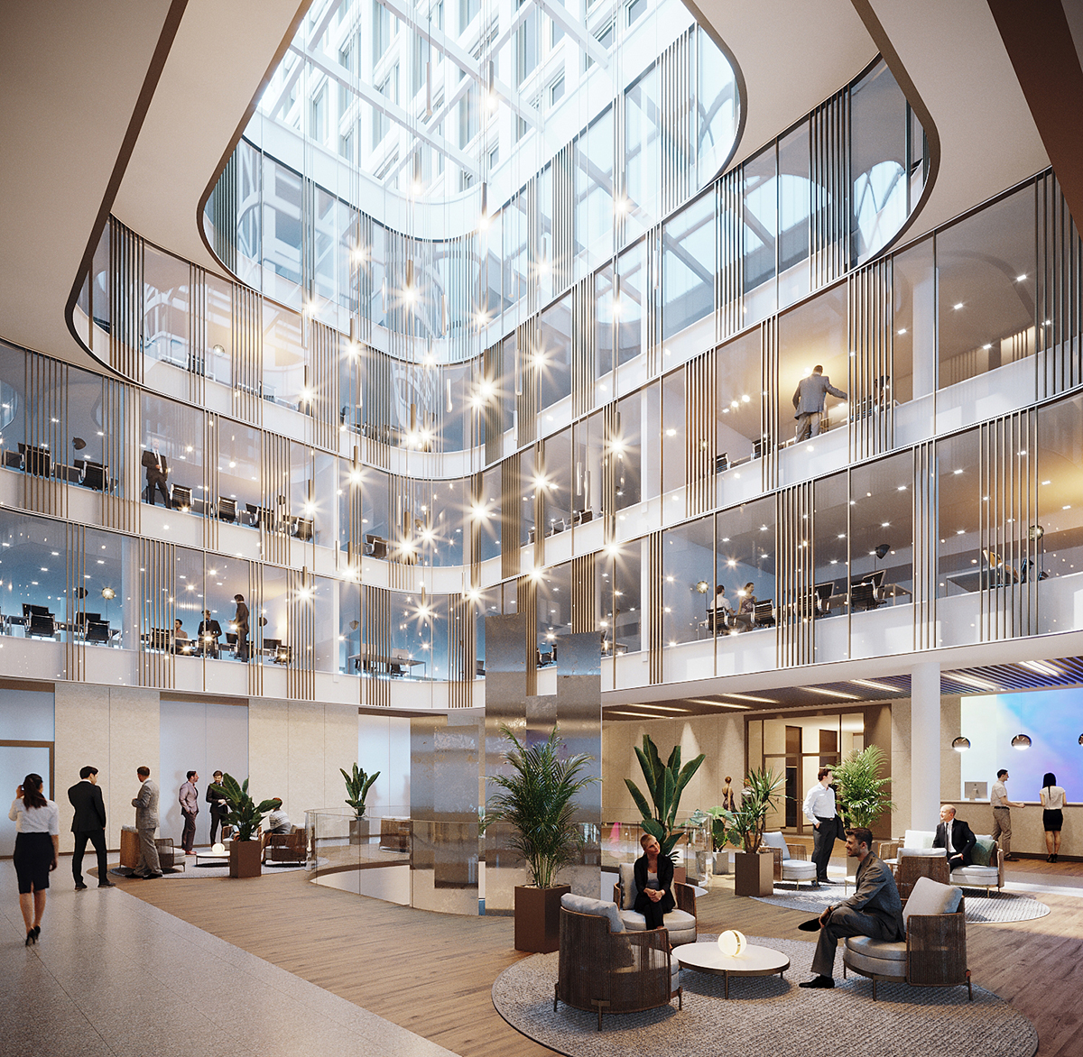 Dans le même esprit, notre bureau d’architecture a conçu un grand atrium qui baigne les lieux de lumière.